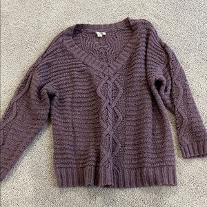 American Eagle Outfitters V-Neck Sweater in Deep Purple
